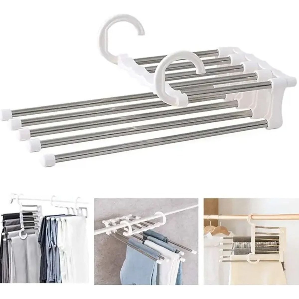 EVERSO - Pack 6 Percheros Colgador Mágico De Ropa Multicapa Plegable Blanconegro