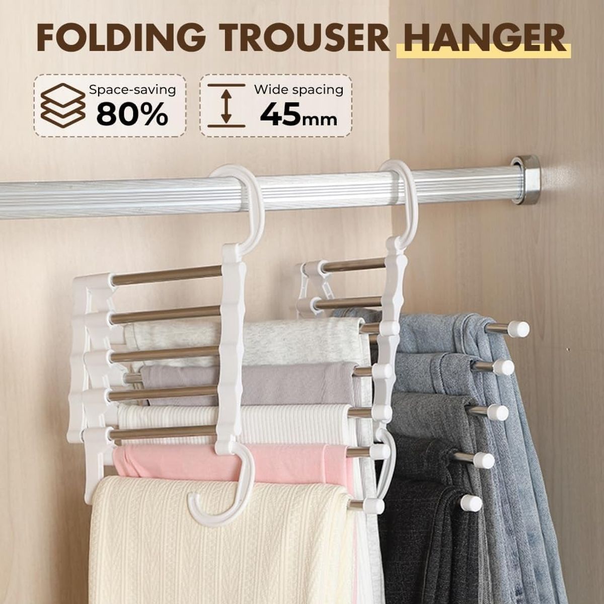 EVERSO - Pack 6 Percheros Colgador Mágico De Ropa Multicapa Plegable Blanconegro