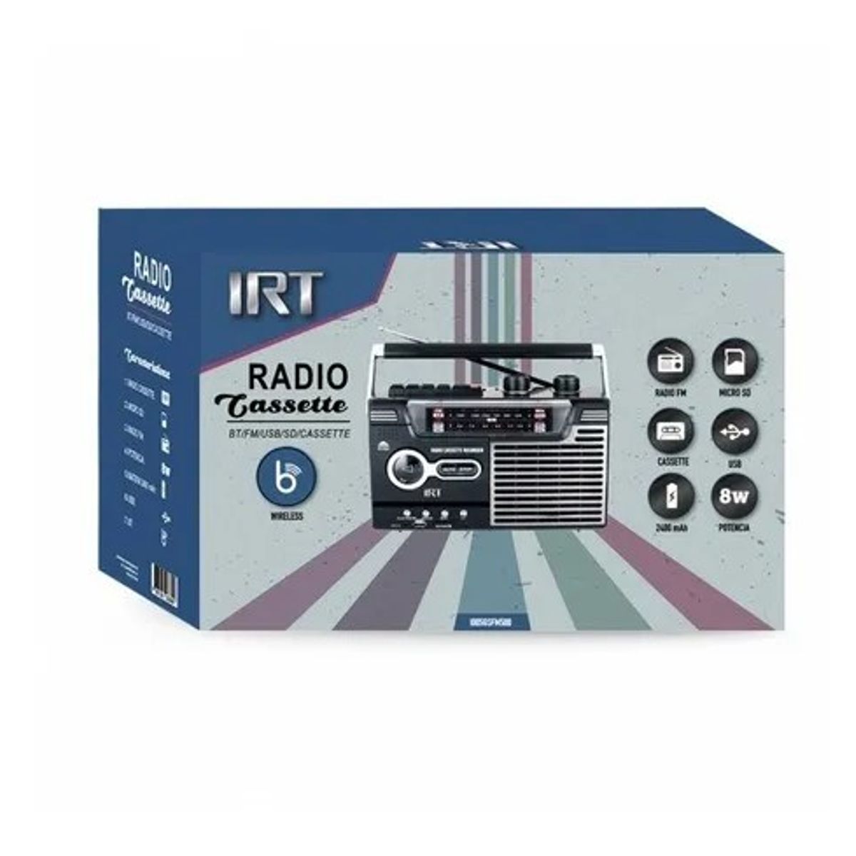 IRT - Radio recargable Cassette con Bluetooth fm usb sd vintage