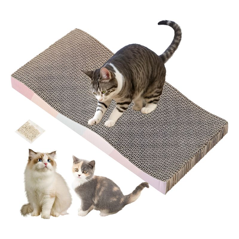 EVERSO - Rascador De Carton Para Gatos Corrugado Con Hierba Gatera Marrón