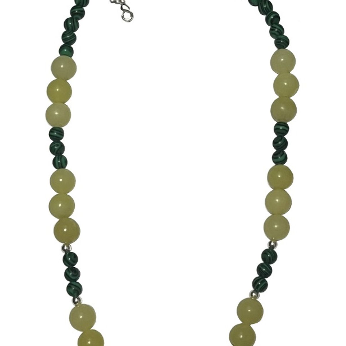 TAETHAI - Collar de plata 925 con Malaquita y Jade  limón