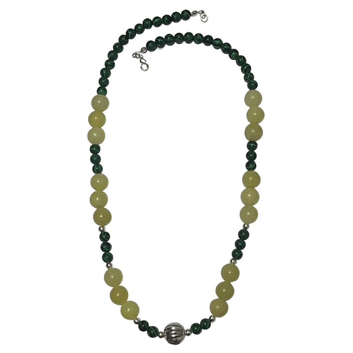 TAETHAI - Collar de plata 925 con Malaquita y Jade  limón