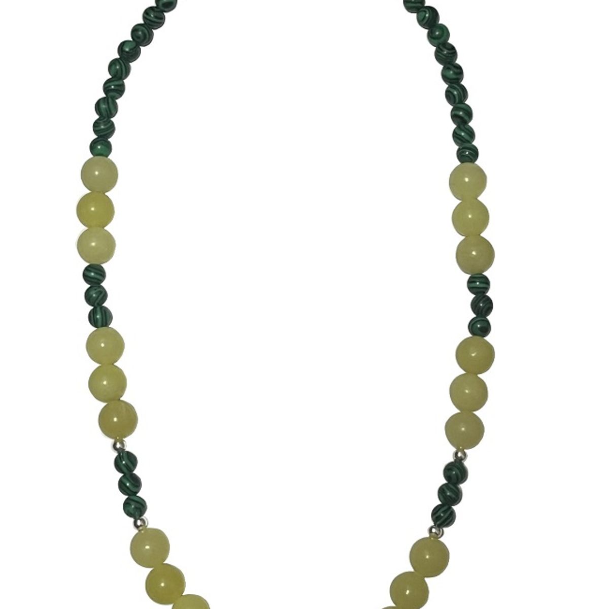 TAETHAI - Collar de plata 925 con Malaquita y Jade  limón