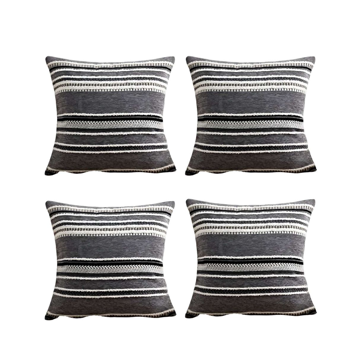GENERICO - JUEGO DE 4 FUNDAS DE COJINES DISEÑO CHENILLE LINEAS MANDALA A4