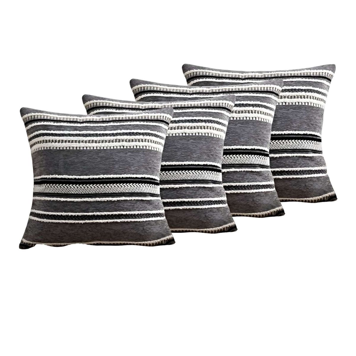 GENERICO - JUEGO DE 4 FUNDAS DE COJINES DISEÑO CHENILLE LINEAS MANDALA A4