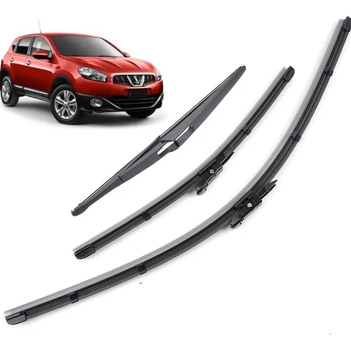 GENERICO - 3 Plumillas Limpiaparabrisas Nissan Qashqai J10 / No Chino