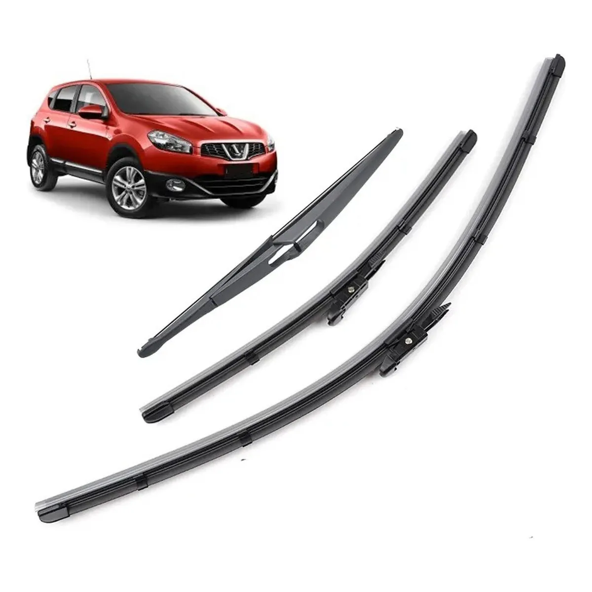 GENERICO - 3 Plumillas Limpiaparabrisas Nissan Qashqai J10 / No Chino