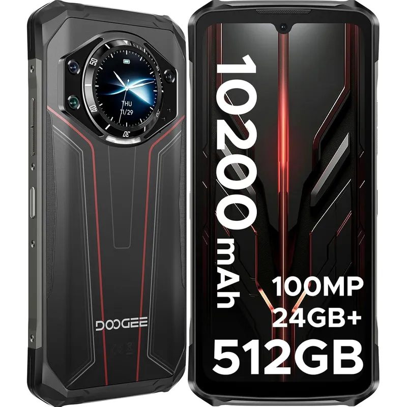 DOOGEE - DOOGEE S119 Celular 24GB+512GB 10200mAh 100MP Smartphone Android 14-Rojo