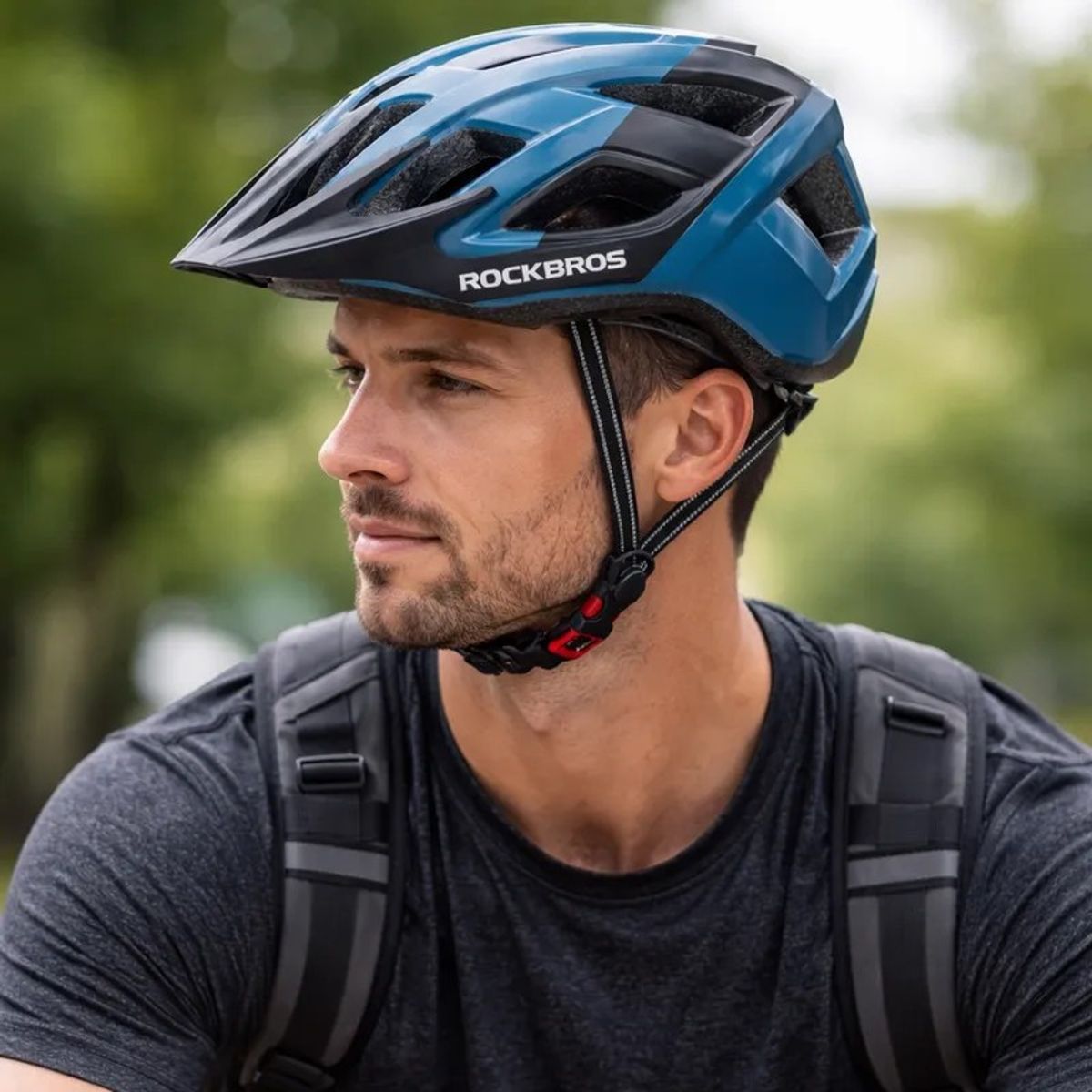 ROCKBROS - Casco Ciclismo Rockbros TS-39BB Azul y Negro