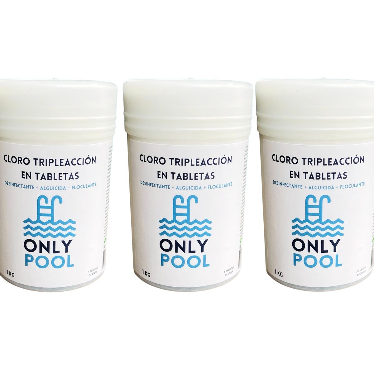 GENERICO - Cloro Piscina Triple Acción Tabletas Pack 3Ud 3kg - Onlypool