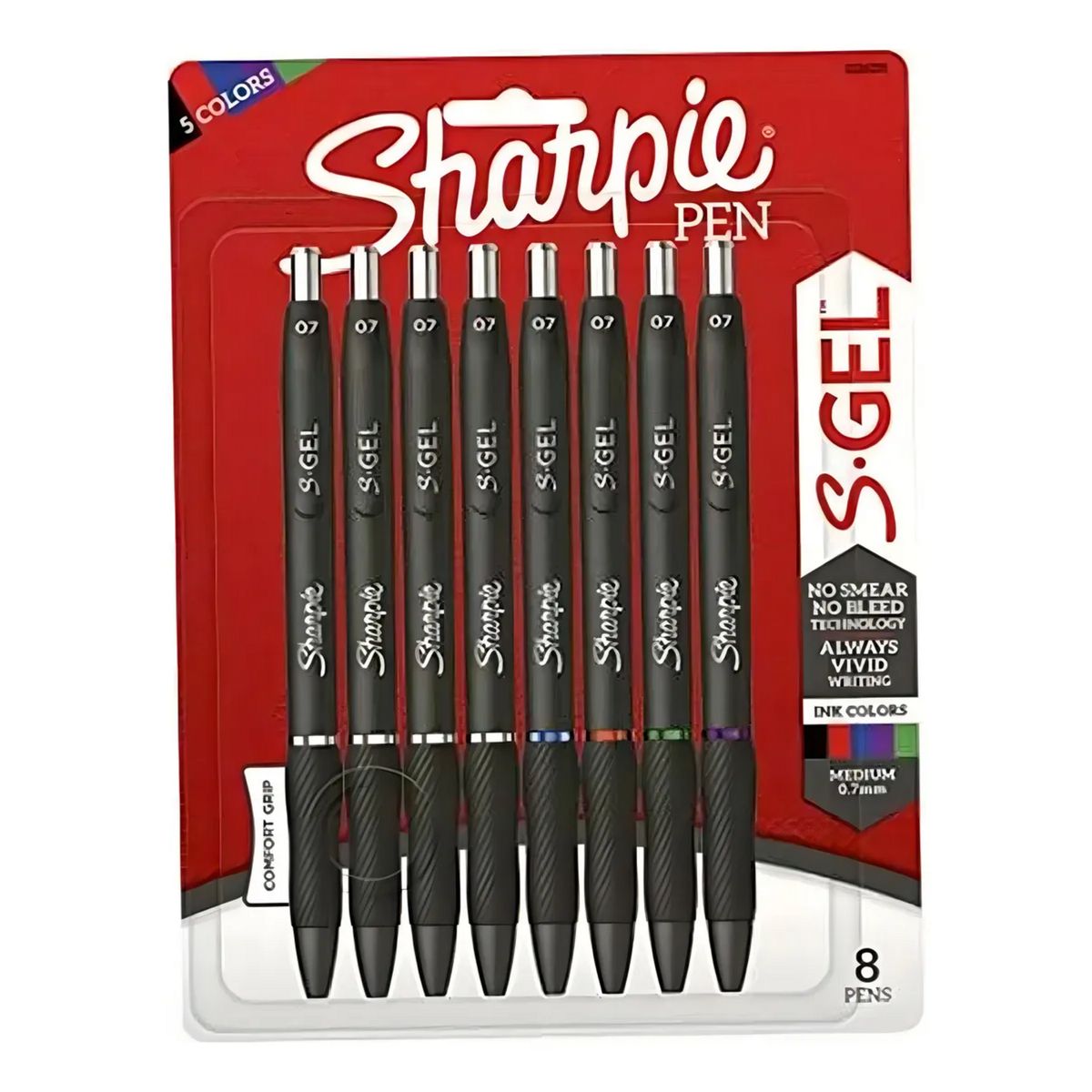 SHARPIE - Set Sharpie 8 Boligrafo S Gel 5 Colores Neg-Ro-Az-Mor-Ve