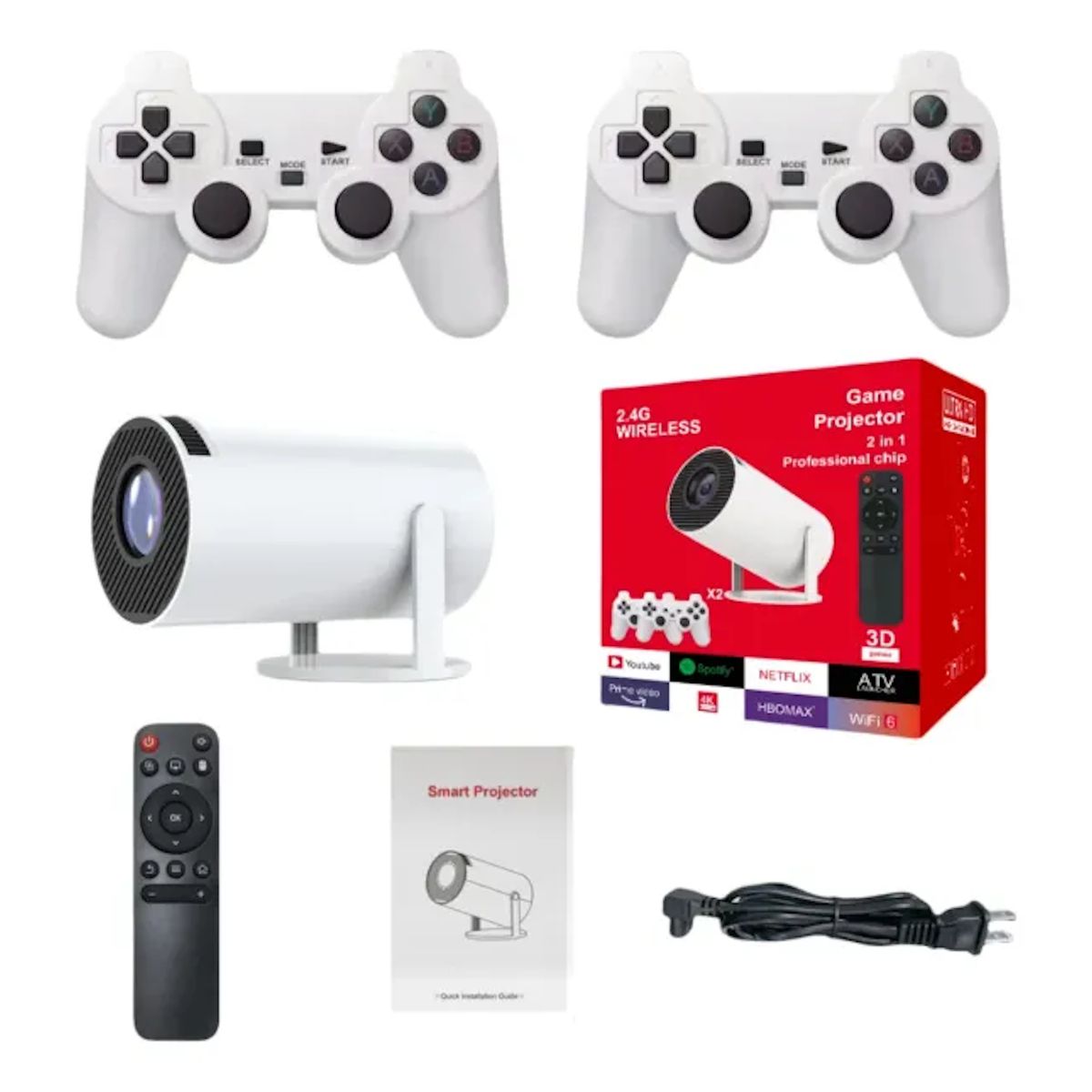 GENERICO - Proyector Portátil Con Consola Hd 4k Wifi Bluetooth +control