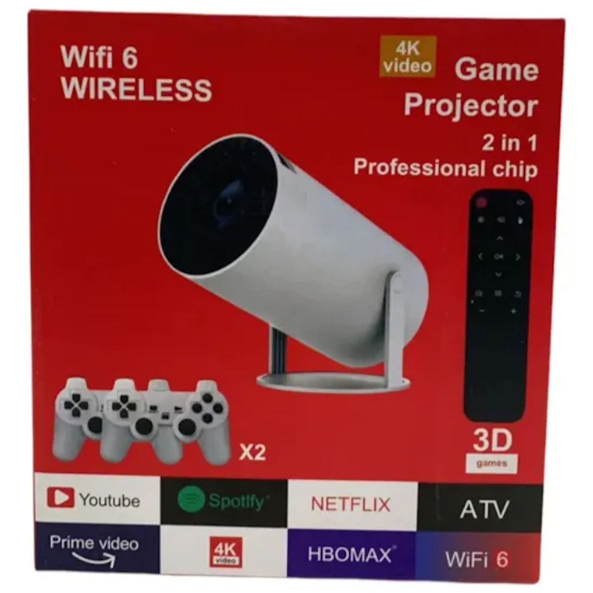 GENERICO - Proyector Portátil Con Consola Hd 4k Wifi Bluetooth +control