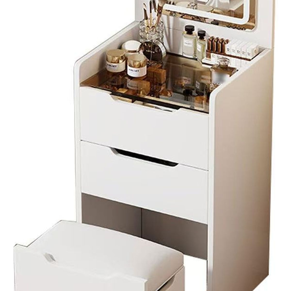 ANYHOGAR - Tocador Lujo Espejo Tipo Velador Con Taburete Con Luz