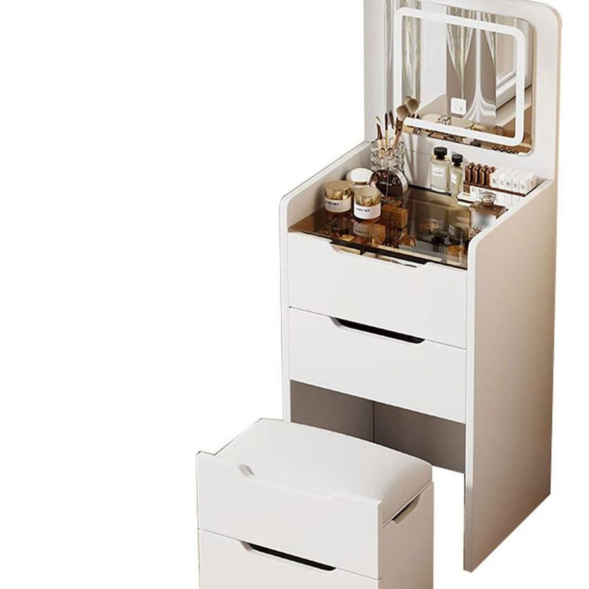 ANYHOGAR - Tocador Lujo Espejo Tipo Velador Con Taburete Con Luz