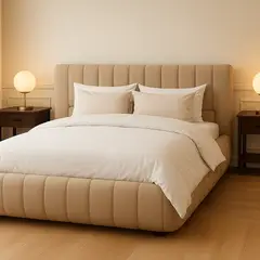 GENERICO - Cama Nube 2 Plazas Beige + Colchón 2P Mery Desing 30CM + 2 Almohadas Masel