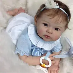 MAMITA Y BEBE - Muñeca Bebé Reborn 50cm con Camisa Azul -Sumergible