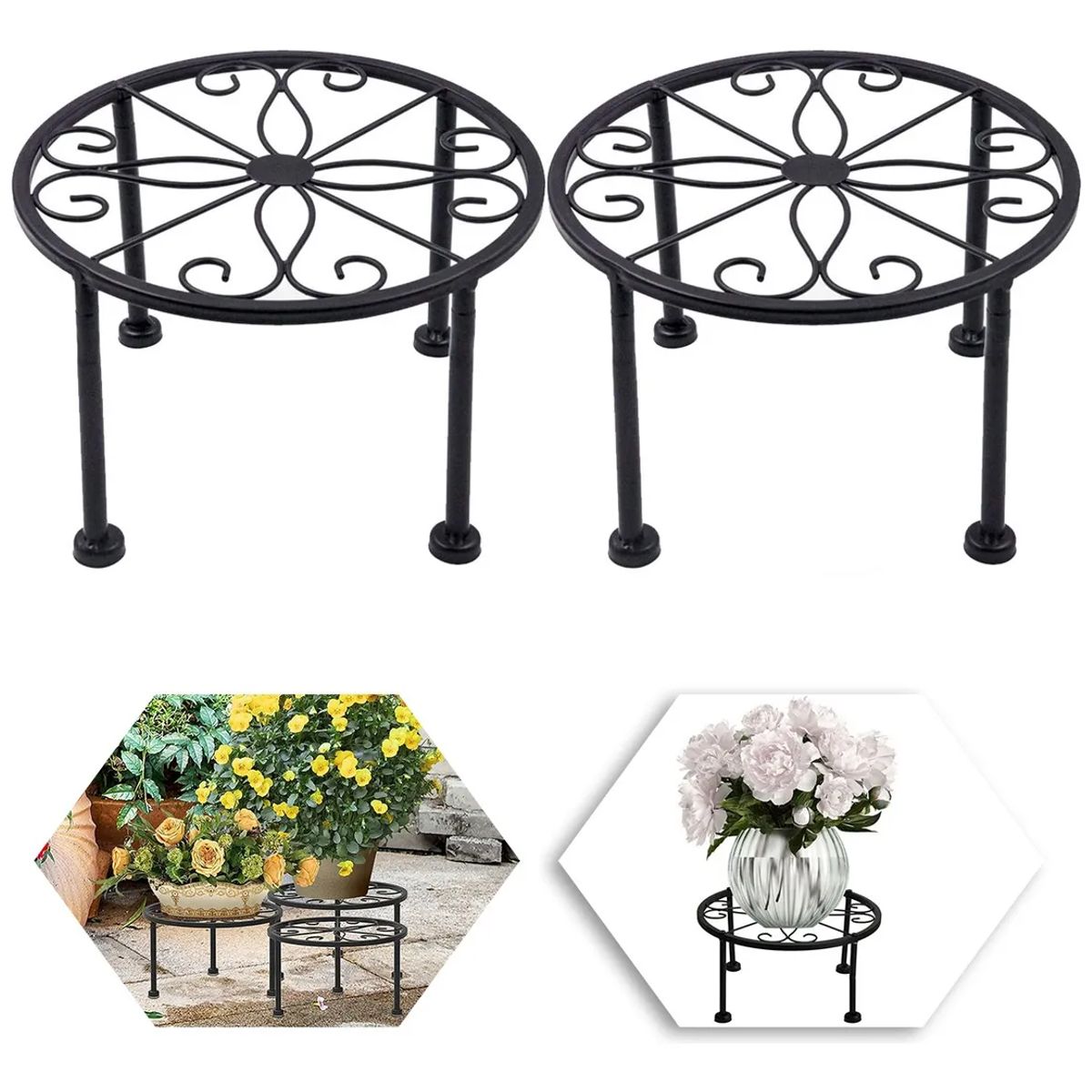 DEKANO - 2 Soporte Macetero Planta Retirable Interior Y Exterio 22cm