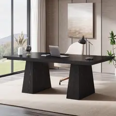 DELUXE - Escritorio Ejecutivo Negro Elegante Lujo Patas De Madera