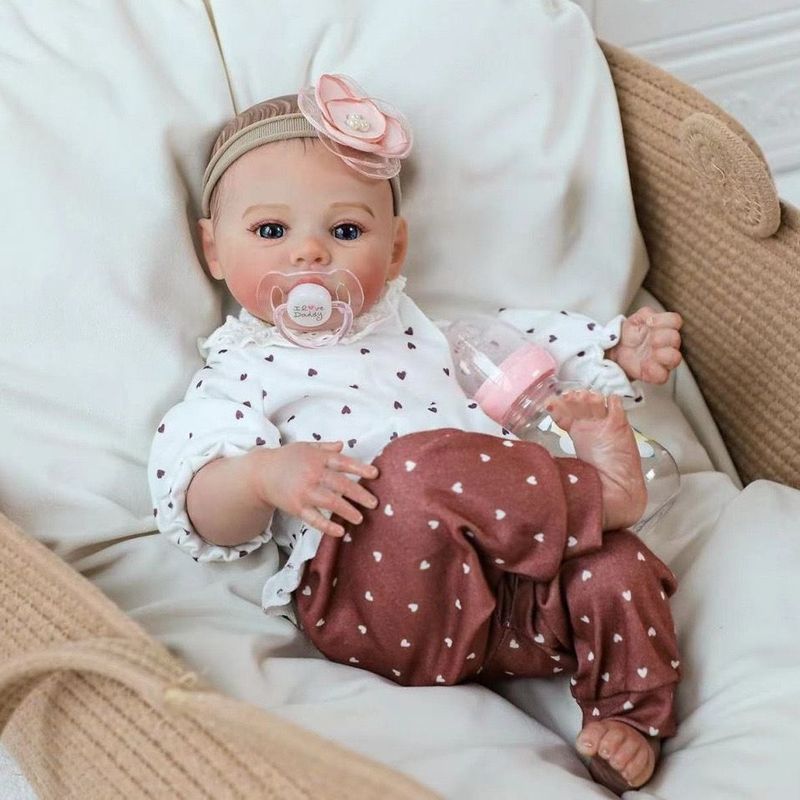 MAMITA Y BEBE - Muñeca Bebé Reborn 46cm Ropa con Corazones Silicona