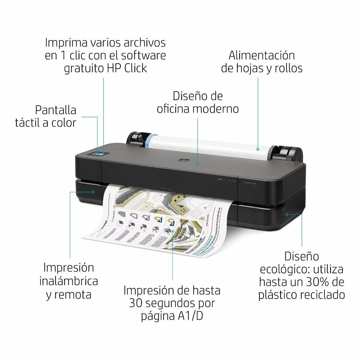 HP - HP DesignJet T250 24" - Impresora profesional de gran formato 5HB06A