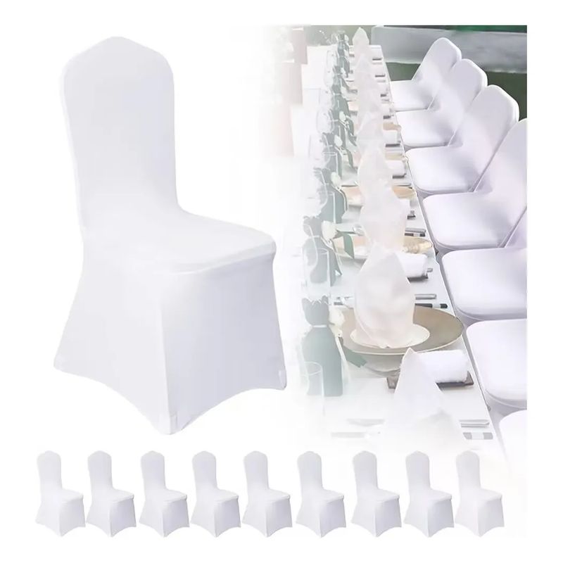 DEKANO - 10 Funda Elasticidad Sillas Spandex Para Evento Blanco