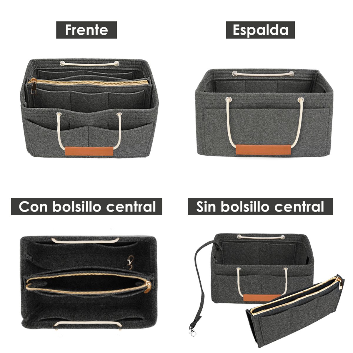 SLOWTON - Organizador de Bolsa para Mujer Fieltro Insertar Multipockets