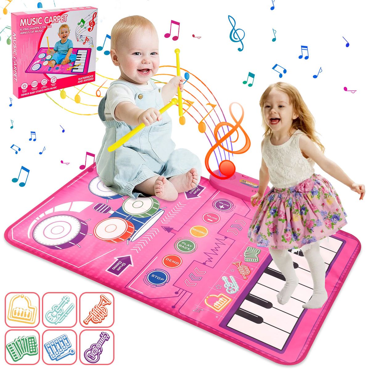 LUKOVEE - Alfombra Musical Piano Y Tambor Juguete Para Ninos 80x50cm