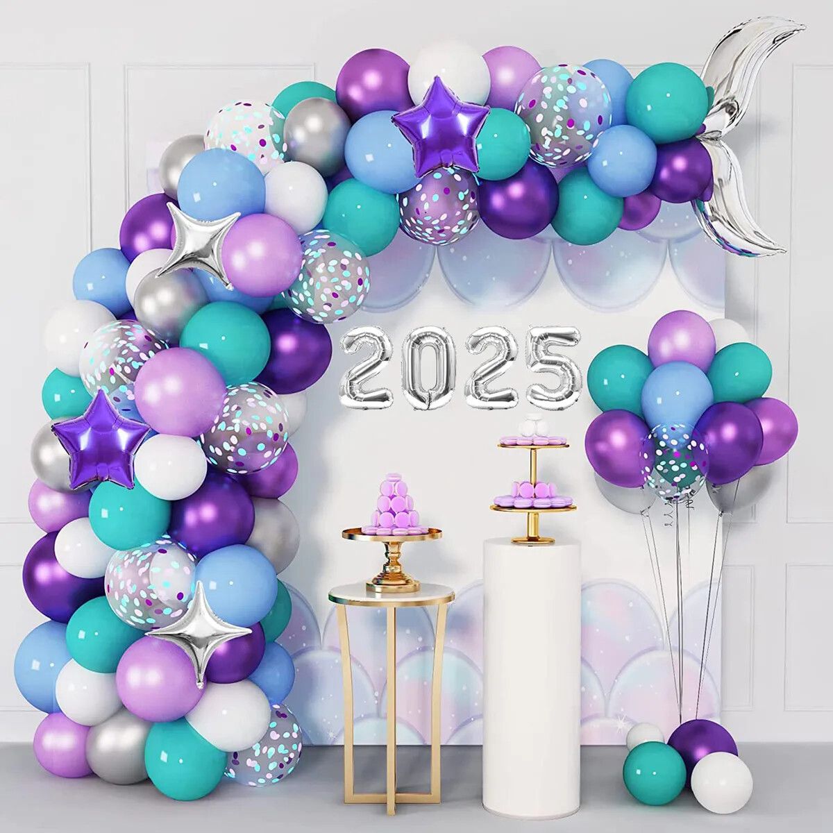 GENERICO - Juego de Globos para Decoraciones Temáticas de Sirena 128pzs