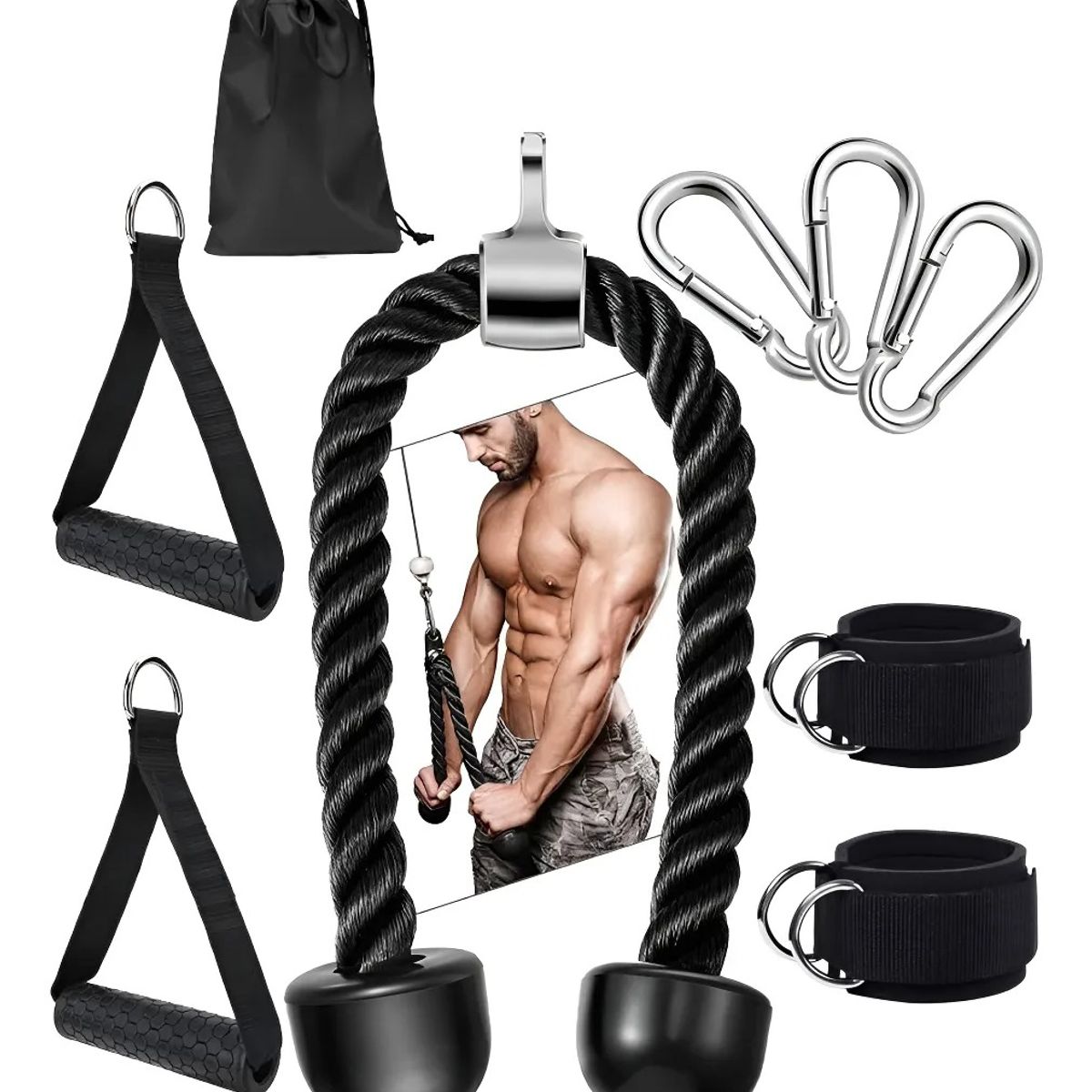 TNAKIEX - 9pz Cuerda De Entrenamiento De Tríceps  Tirador De Fitness