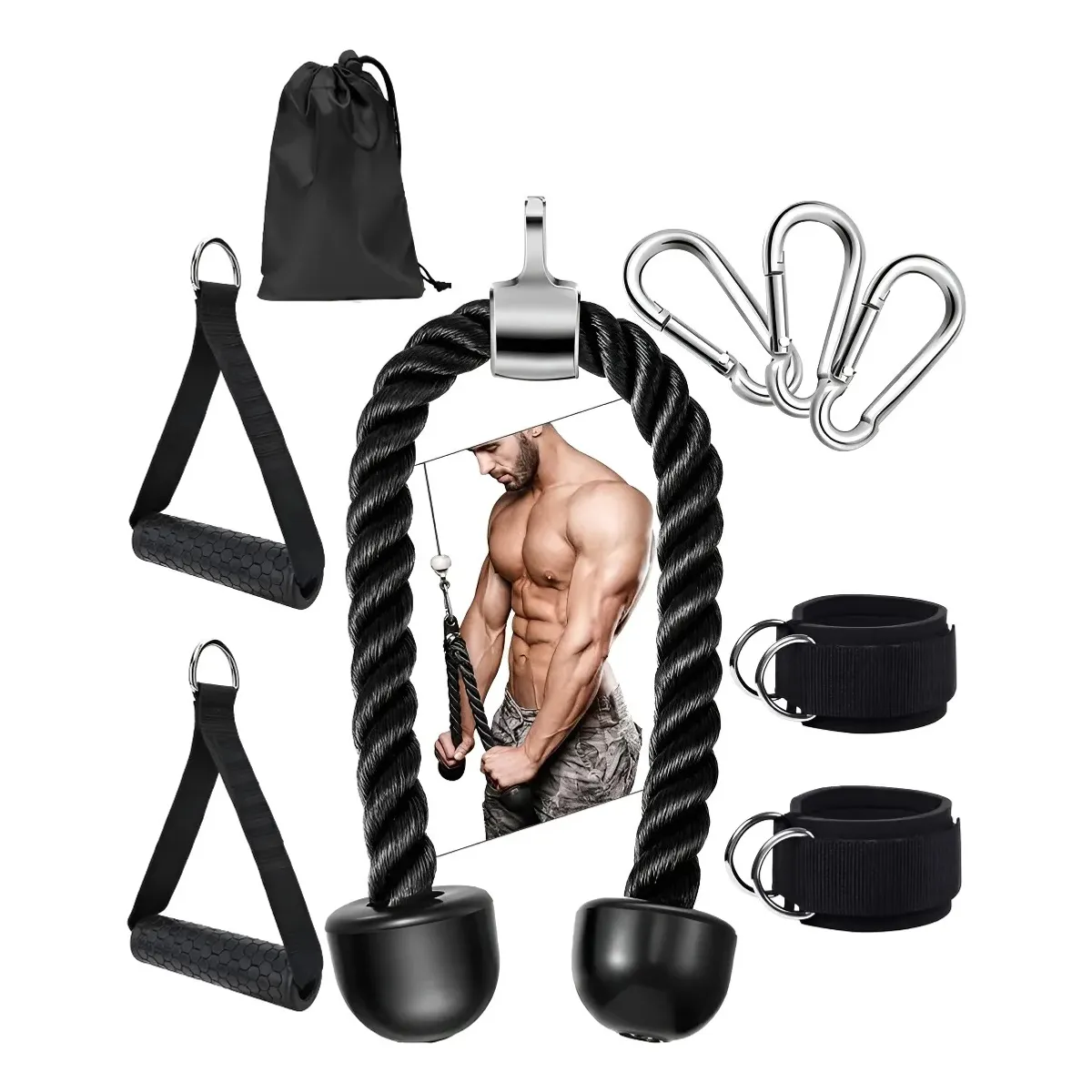 TNAKIEX - 9pz Cuerda De Entrenamiento De Tríceps  Tirador De Fitness