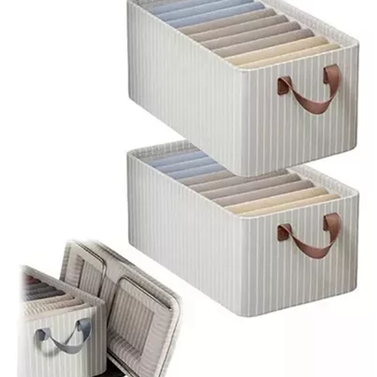 TNAKIEX - Set 2 Cajas Organizadoras Plegables Cestas Almacenaje Tela