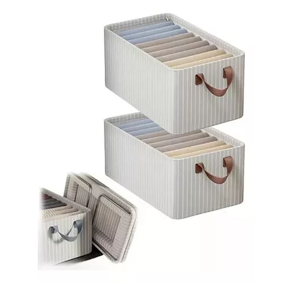 TNAKIEX - Set 2 Cajas Organizadoras Plegables Cestas Almacenaje Tela