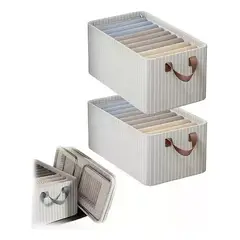 TNAKIEX - Set 2 Cajas Organizadoras Plegables Cestas Almacenaje Tela