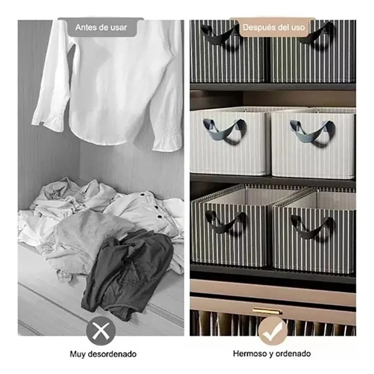 TNAKIEX - Set 2 Cajas Organizadoras Plegables Cestas Almacenaje Tela