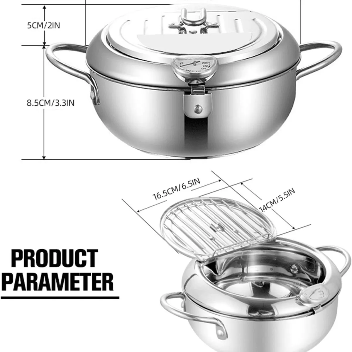 YOMYM - Olla Freidora Acero Inoxidable Freir