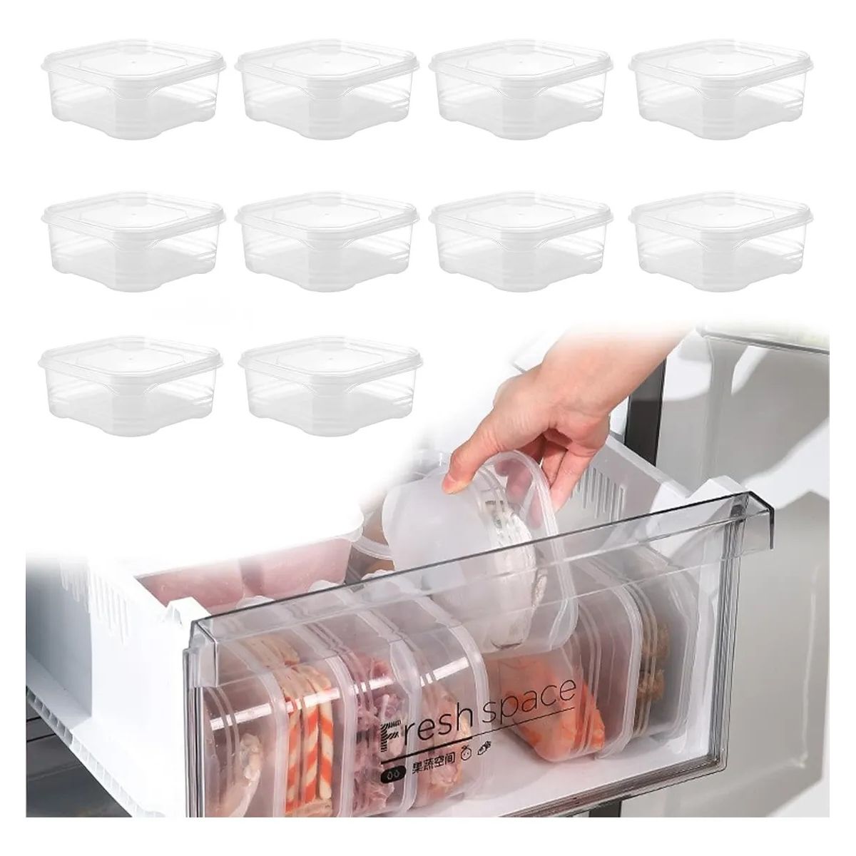 TNAKIEX - Set 10 Contenedores Recipiente Topper Alimento Comida Cocina