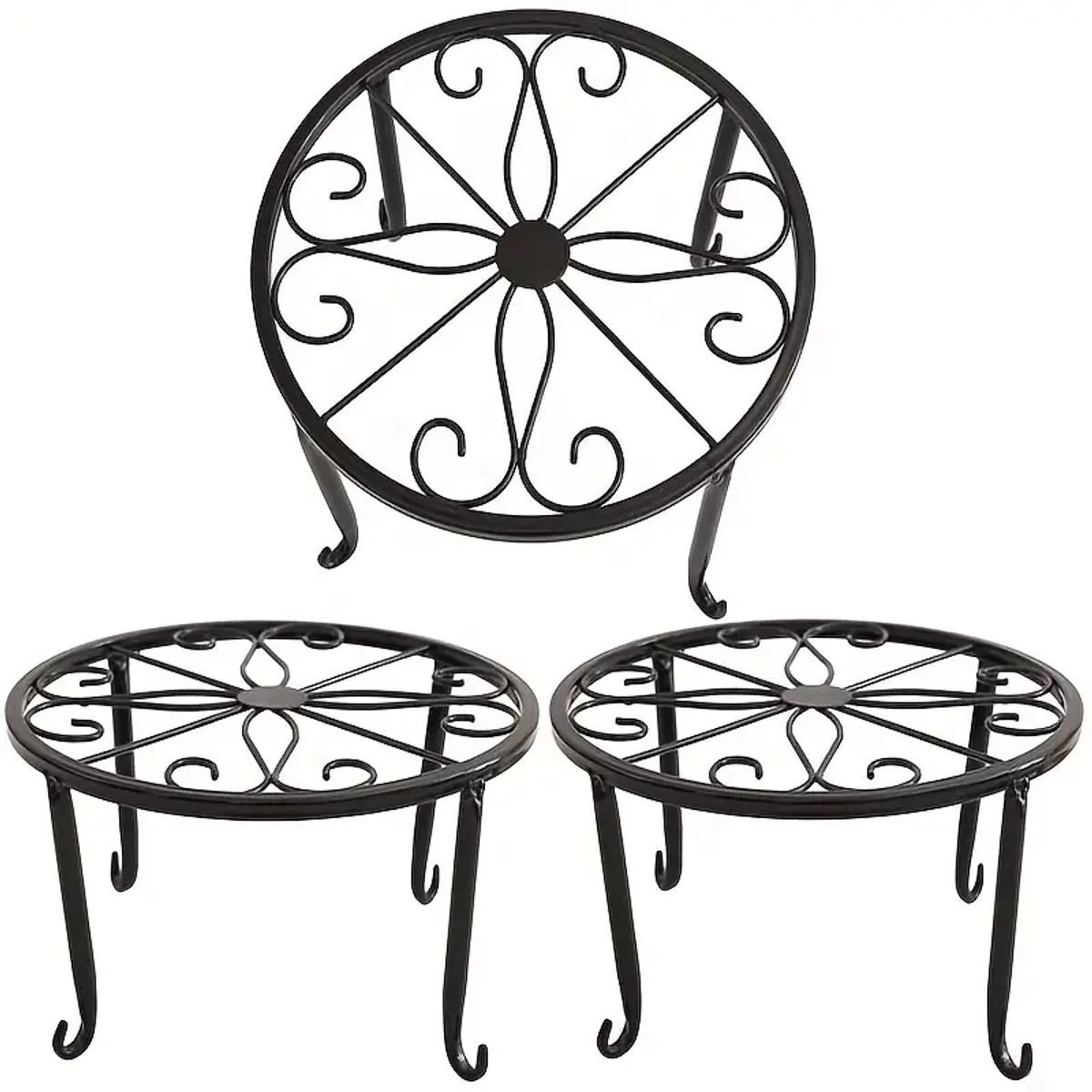 TNAKIEX - Paquete de 3 soportes para flores de hierro negro