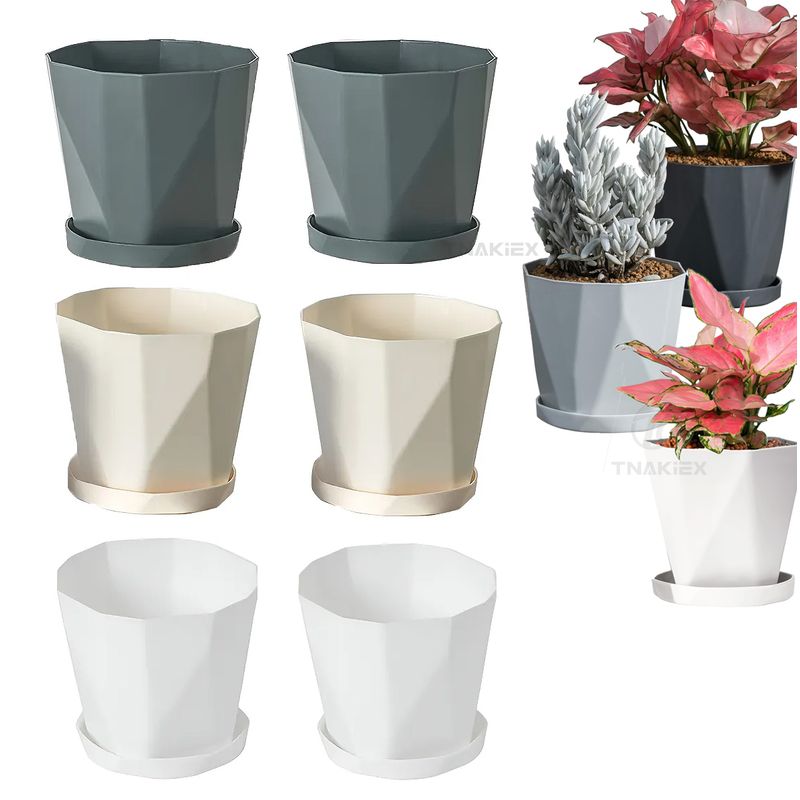 TNAKIEX - 6 Pcs Macetas De Plastico Con Separador De Agua Tricolor