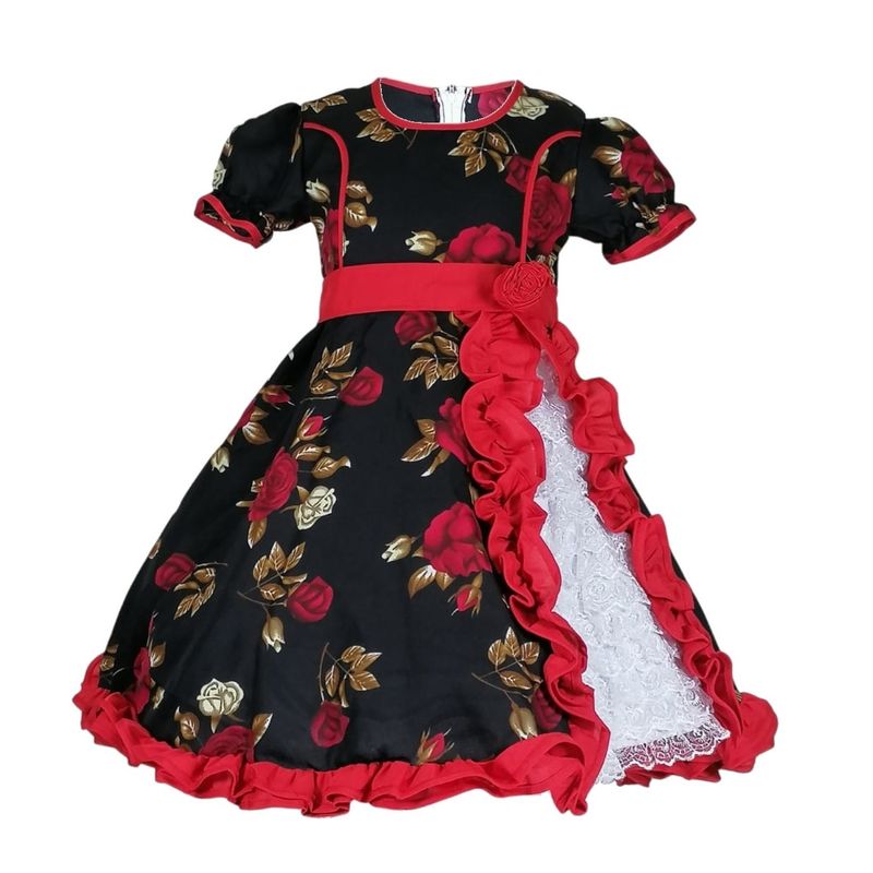GENERICO - Vestido Niña Huasa Chinita Fiestas Patrias Talla 8 Negro