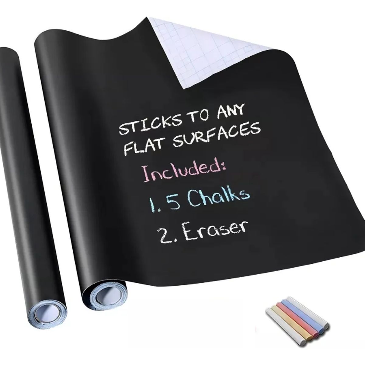 GENERICO - Pizarra Negra Adhesiva Con Tizas De Colores