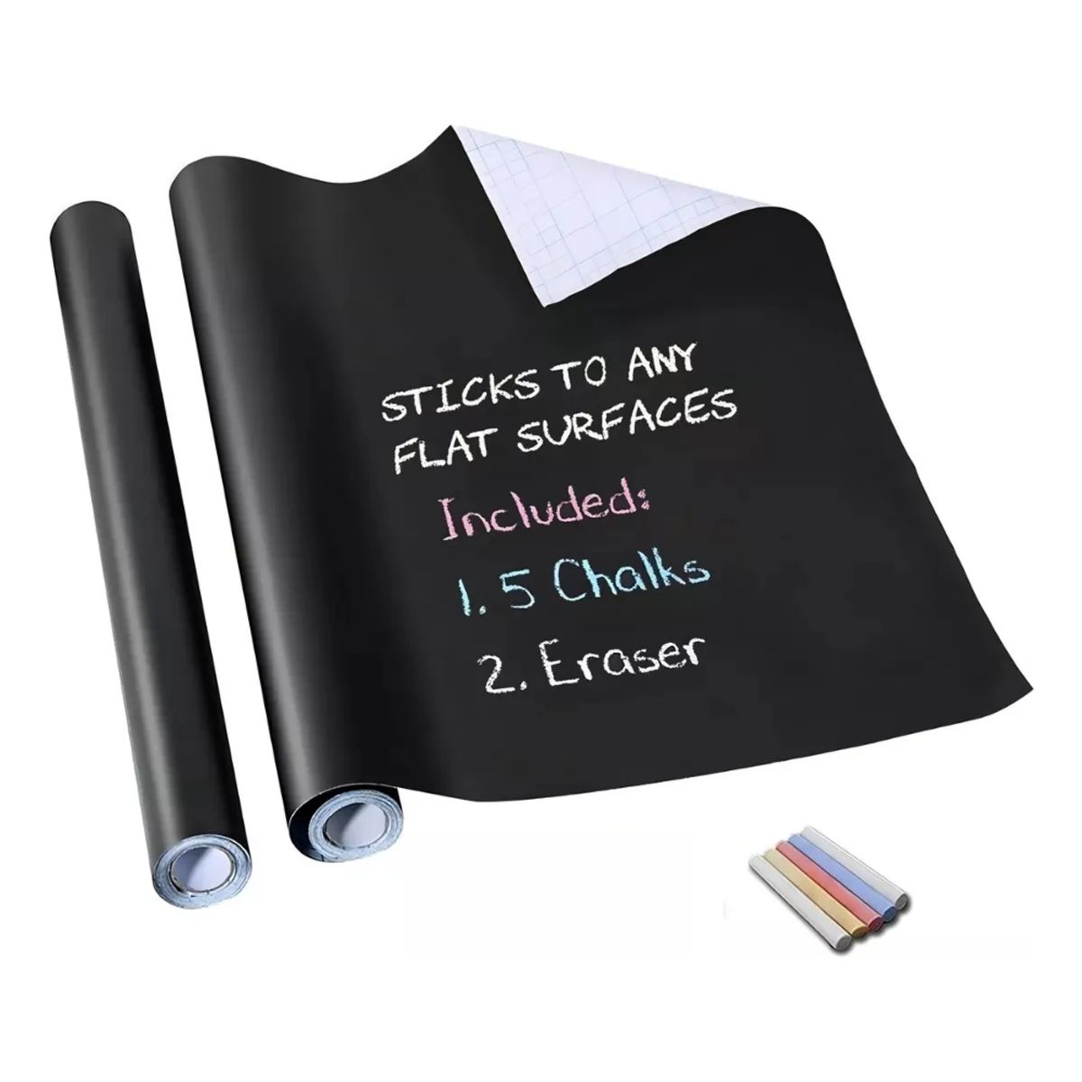 GENERICO - Pizarra Negra Adhesiva Con Tizas De Colores
