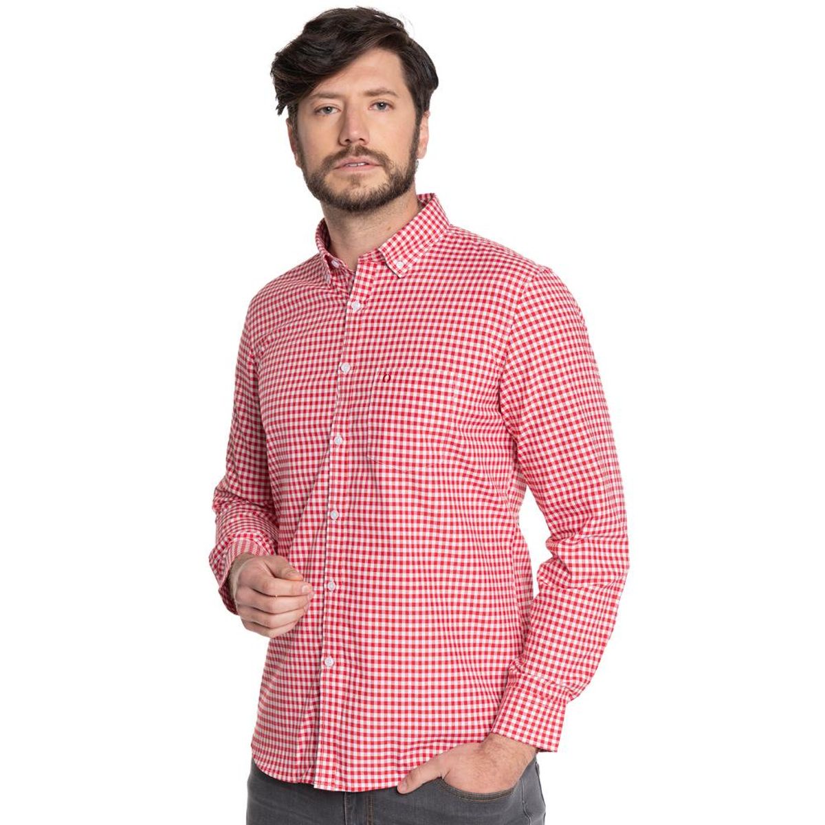 POTROS - CAMISA HOMBRE CASUAL MANGA LARGA OXFORD CUADROS CÓRDOBA