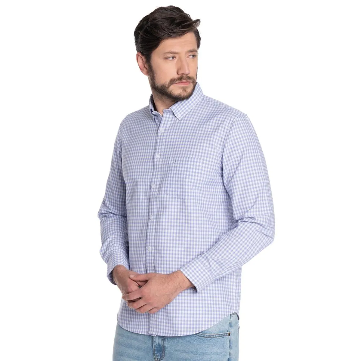 POTROS - CAMISA HOMBRE CASUAL MANGA LARGA OXFORD CUADROS CÓRDOBA