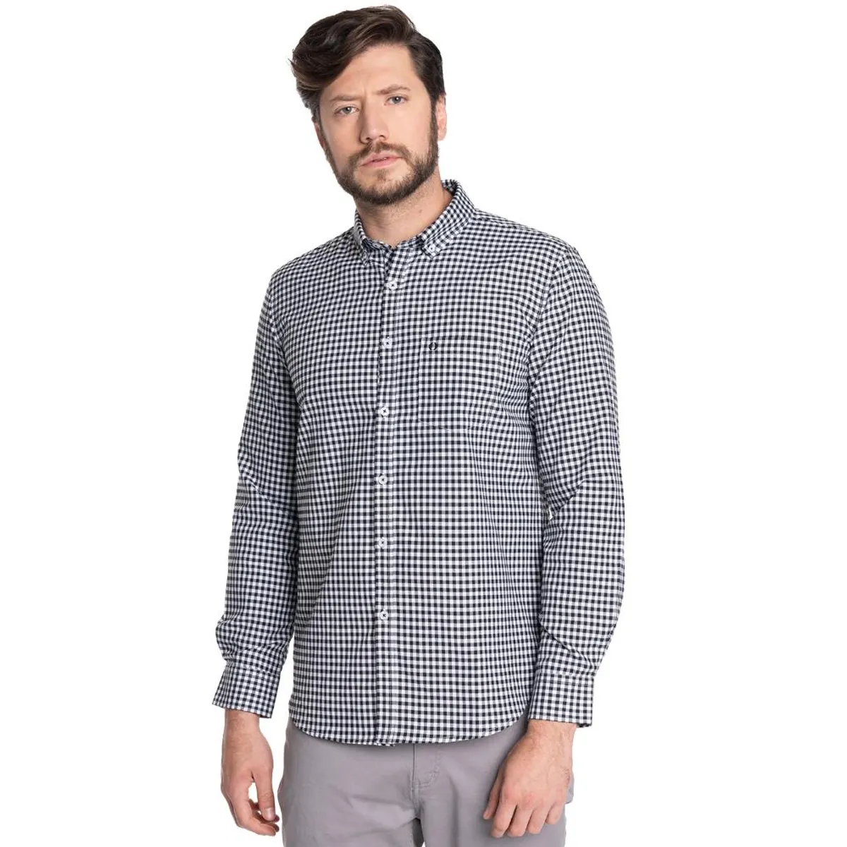 POTROS - CAMISA HOMBRE CASUAL MANGA LARGA OXFORD CUADROS CÓRDOBA