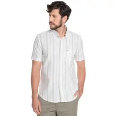 POTROS - CAMISA HOMBRE MANGA CORTA LINO LISTADA CANTABRIA -