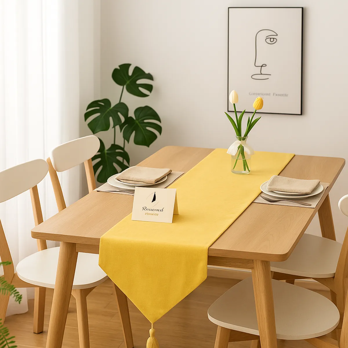 Camino mesa lino amarillo 180x33 cm toque decorativo, marca ARMONIA - Foto Principal