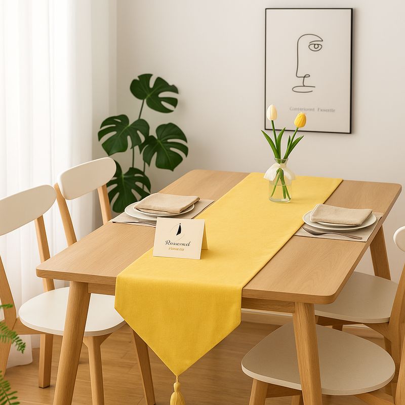 ARMONIA - Camino mesa lino amarillo 180x33 cm toque decorativo
