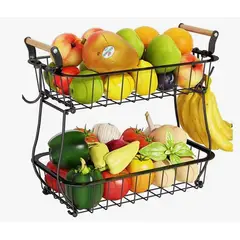 GENERICO - Cesta 2 Niveles Organiza Almacena Frutas Verduras Pan Cocina