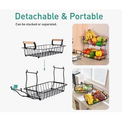 Imagen 2 del producto Cesta 2 Niveles Organiza Almacena Frutas Verduras Pan Cocina